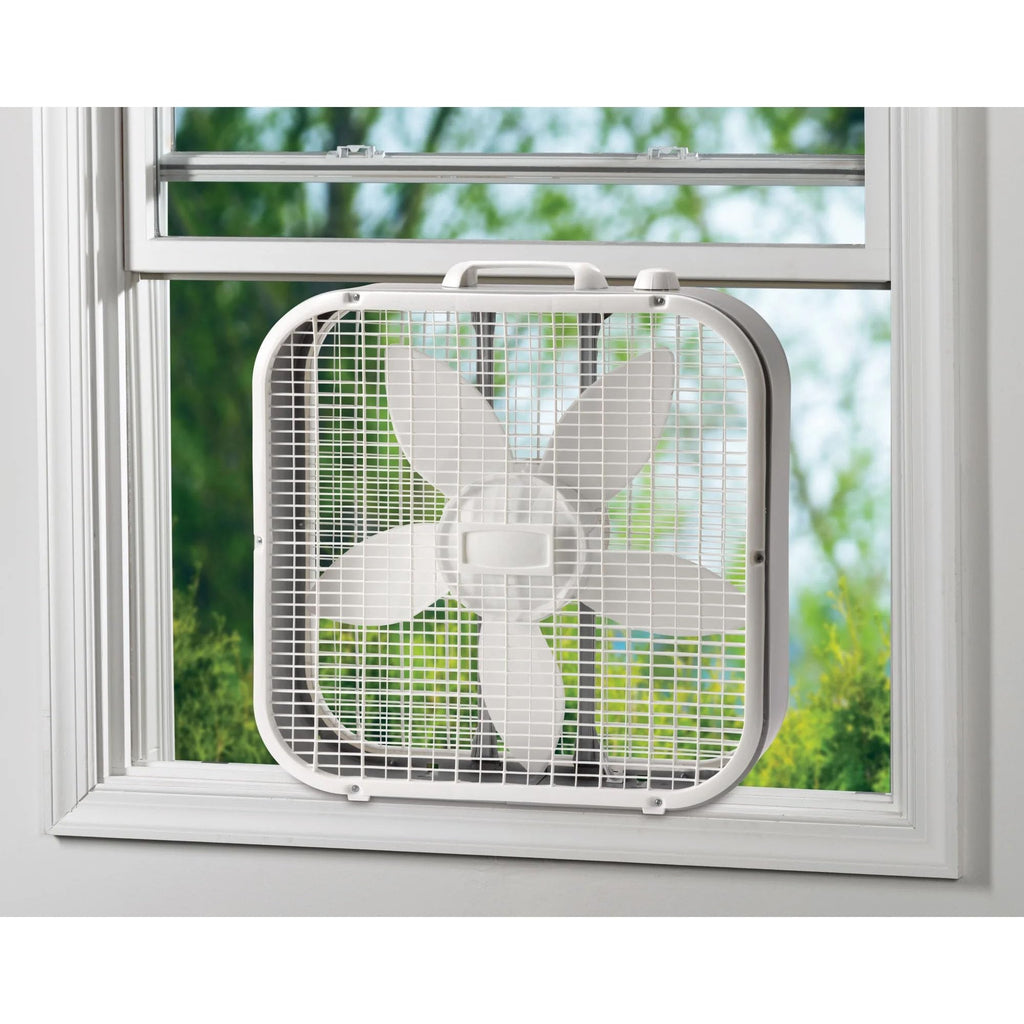 20" Classic Box Fan with Weather-Resistant Motor, 3 Speeds, 22.5" H (White) H629