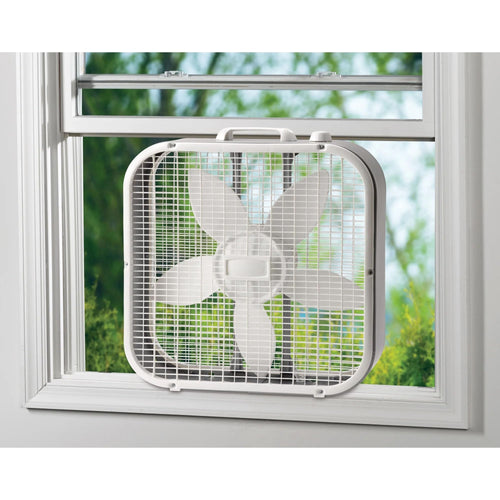 20" Classic Box Fan with Weather-Resistant Motor, 3 Speeds, 22.5" H (White) H629