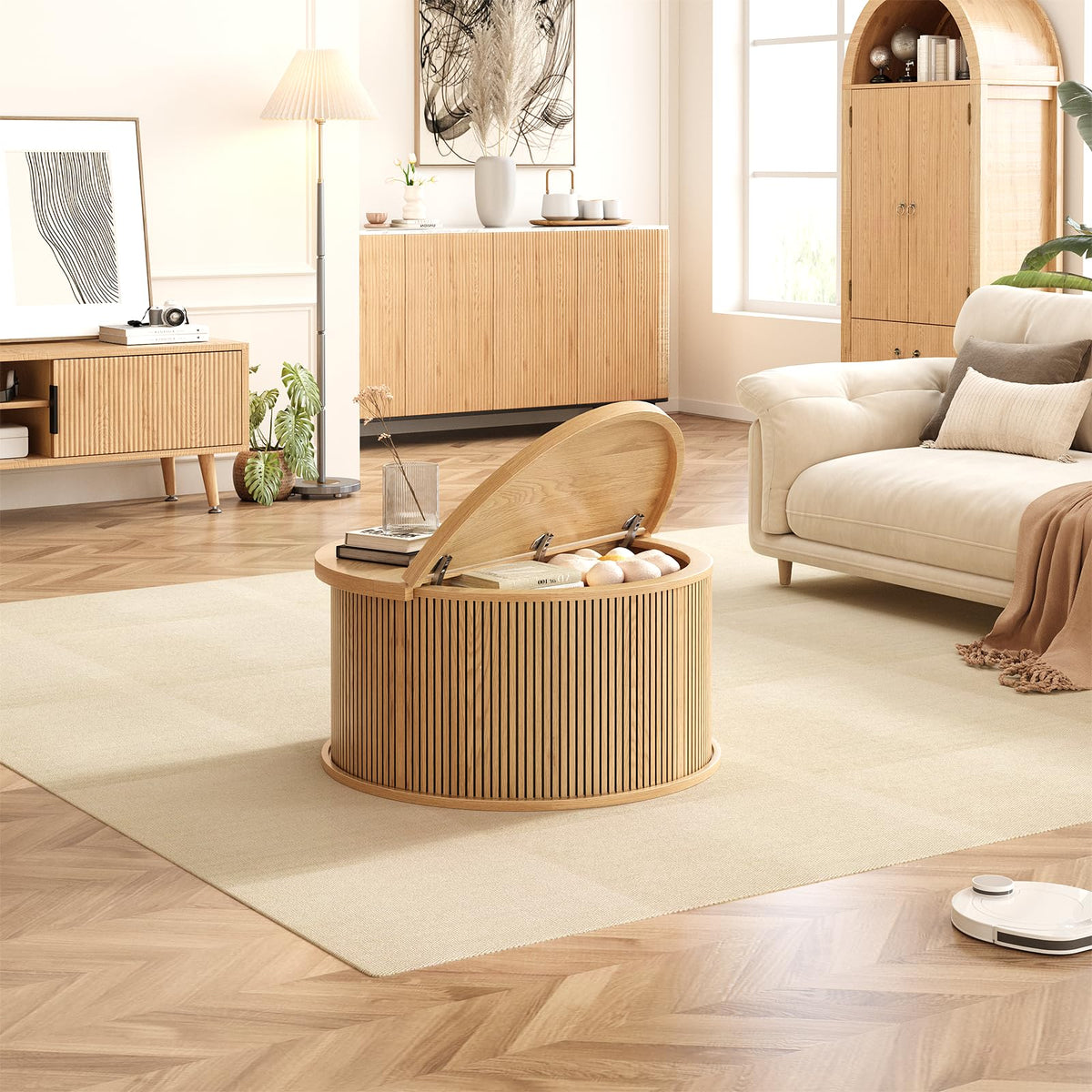 Round Lift Top Coffee Table with Storage X62957
