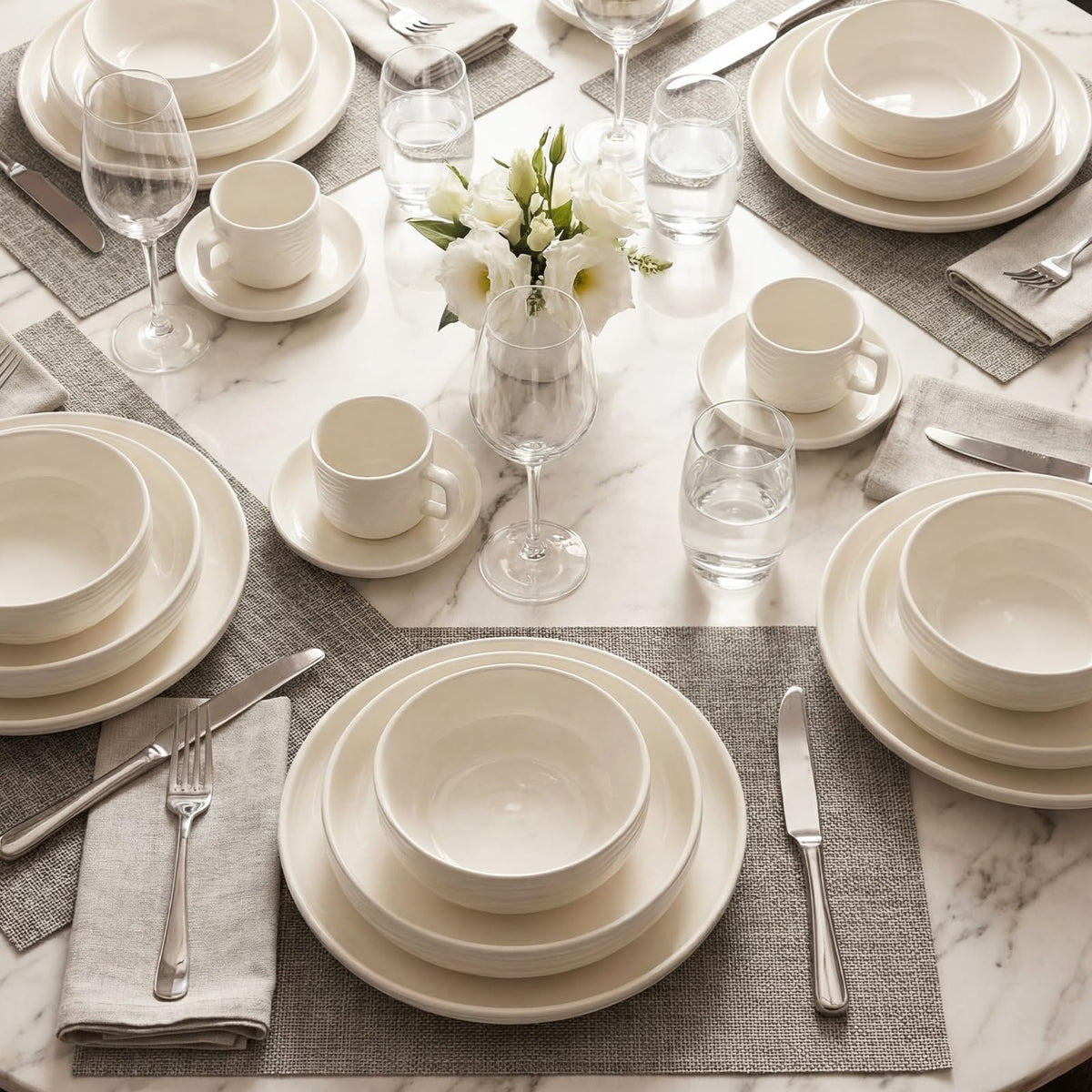 White Pasta Bowls Set of 4 E988