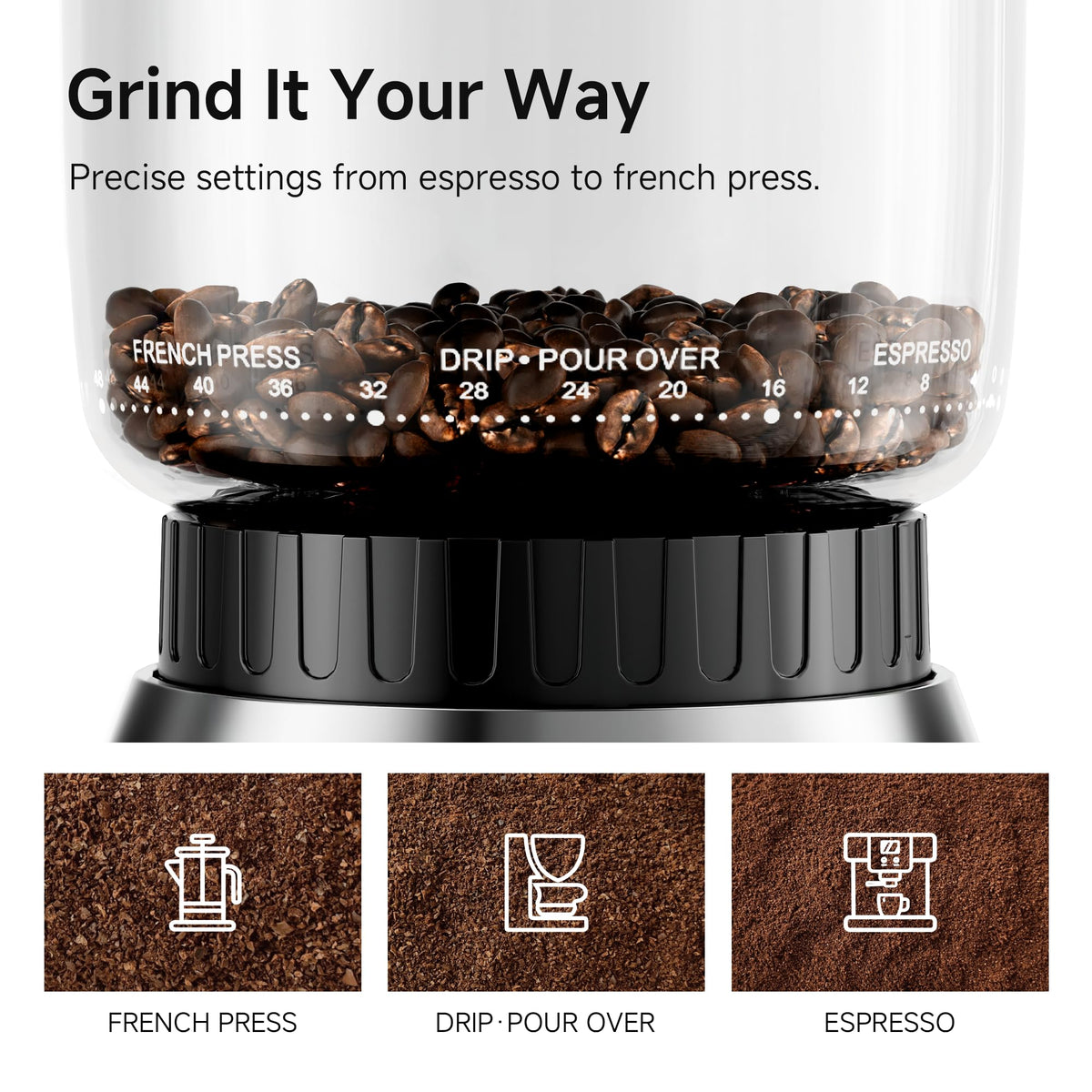 Electric Coffee Grinder with 48 Grind Settings Y18871
