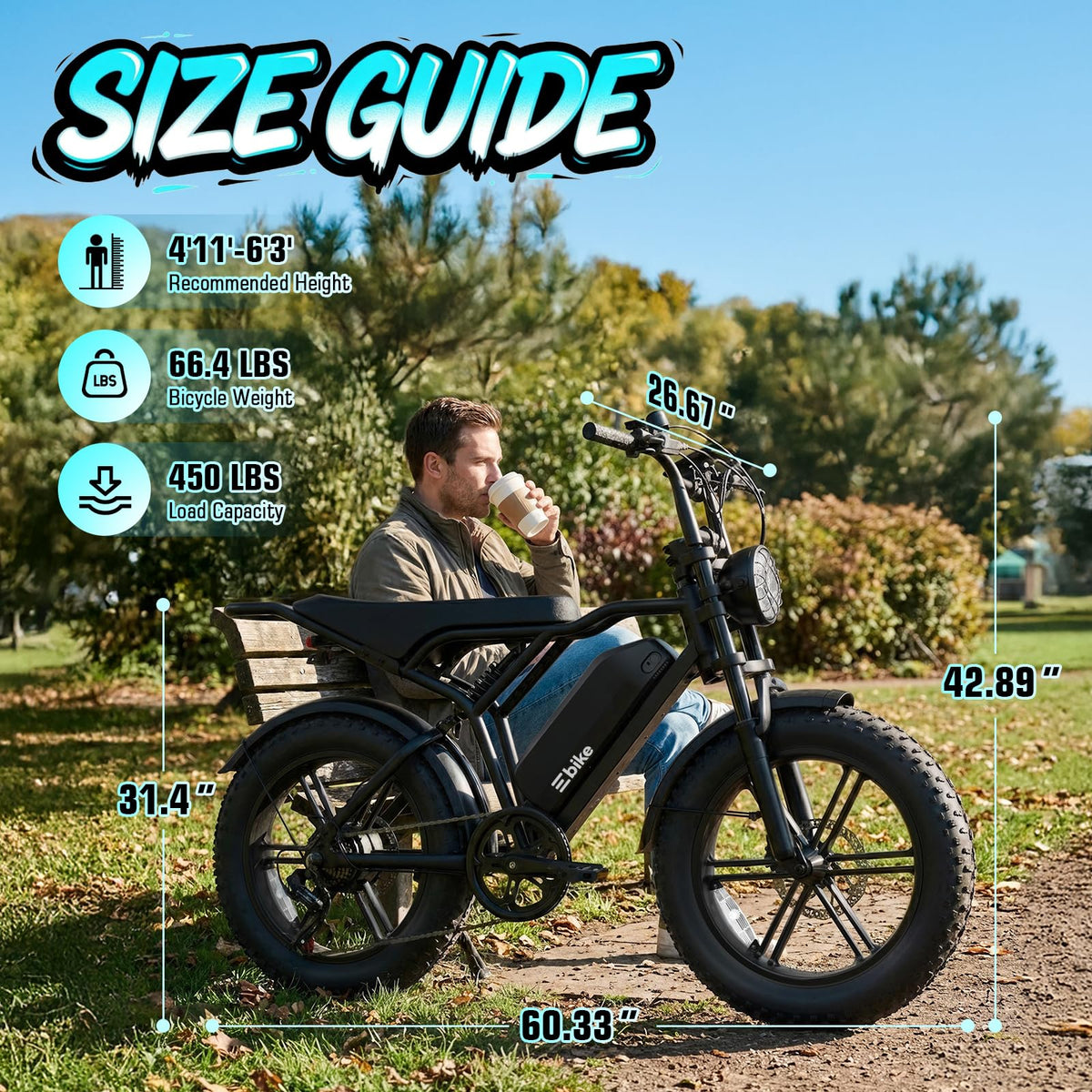 Electric Bike for Adults 48V 15Ah Fat Tire B634393