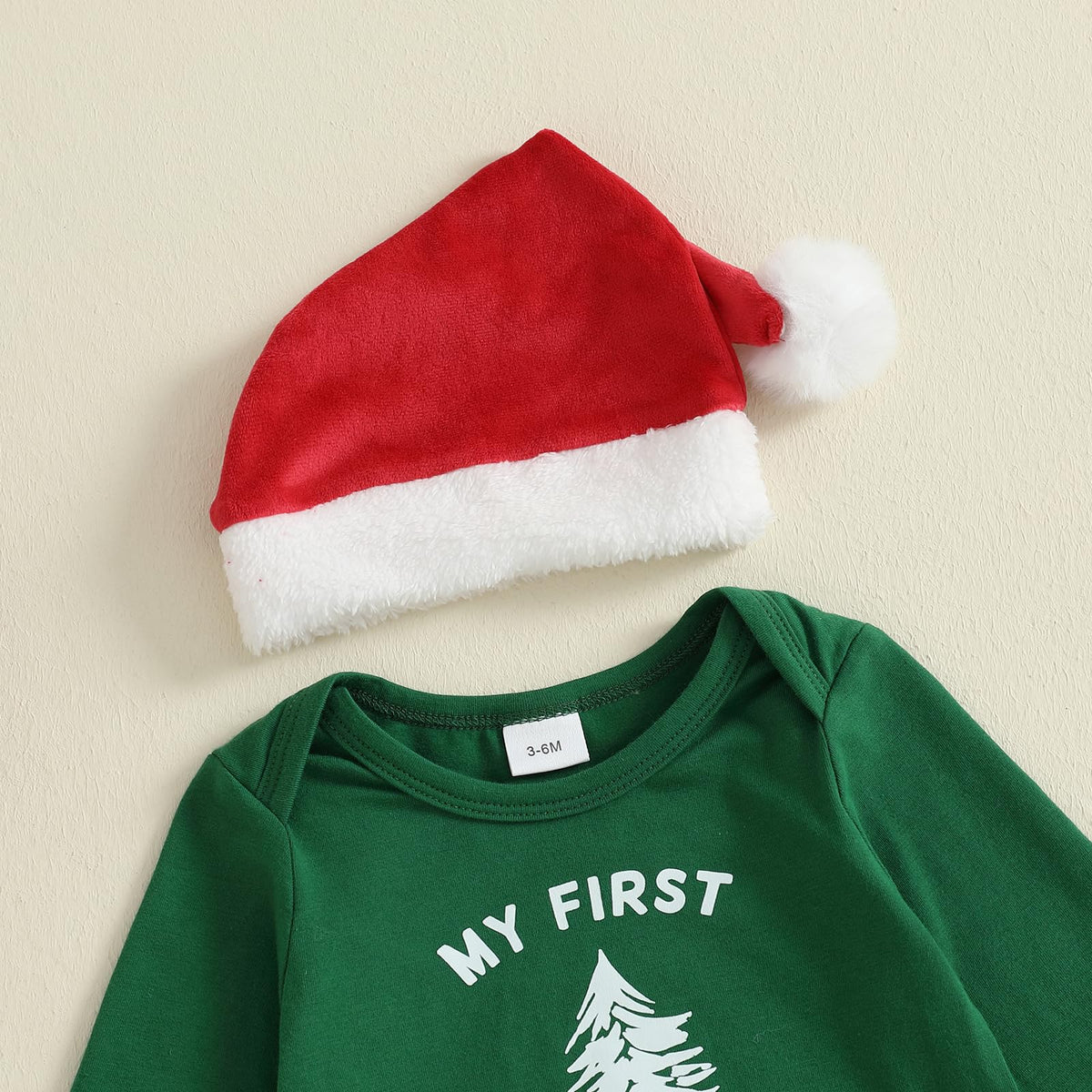 Christmas Baby Boy Long Sleeve Romper Onesie Pants Santa Hat V123