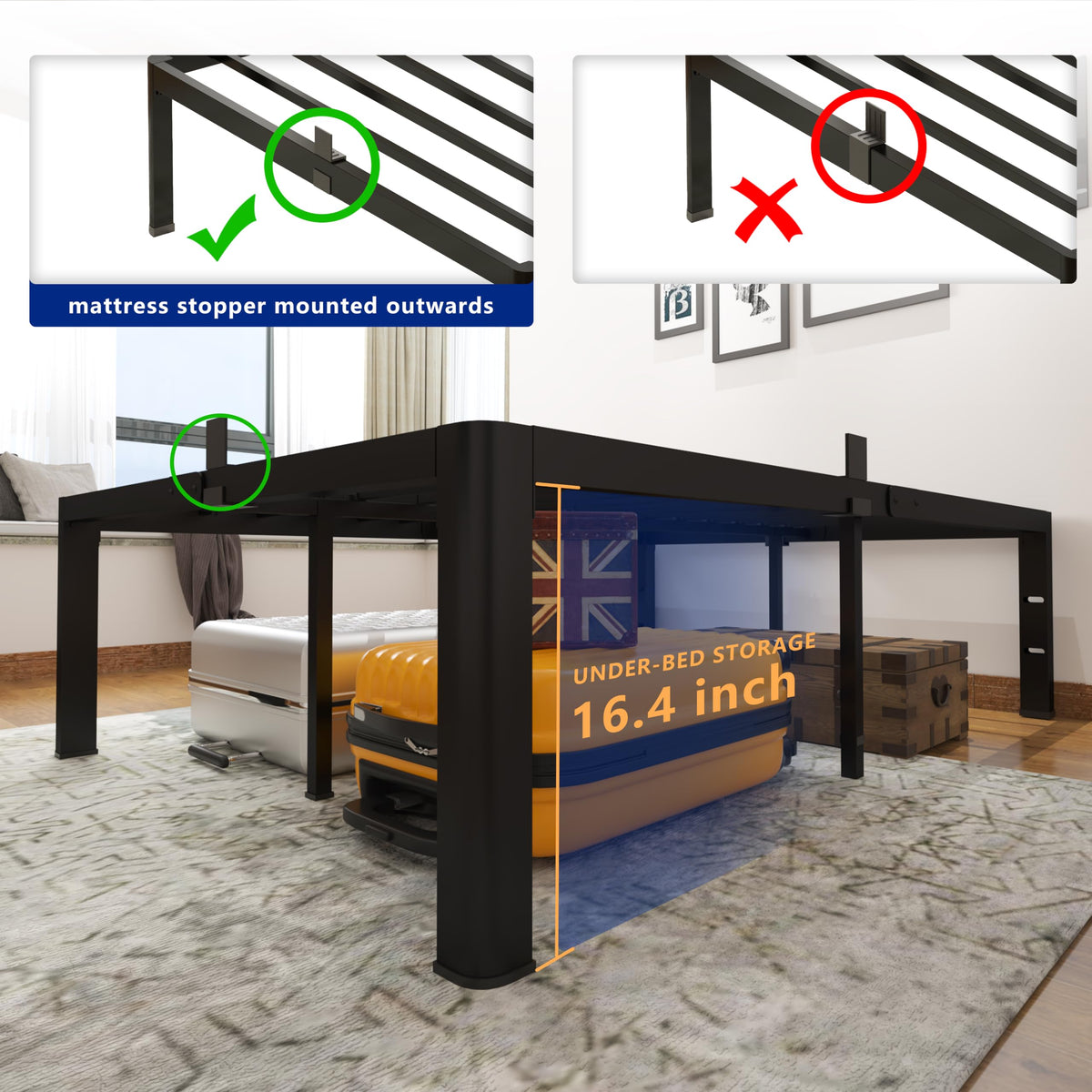 18 Inch Queen Heavy Duty Metal Platform Bed Frame B812