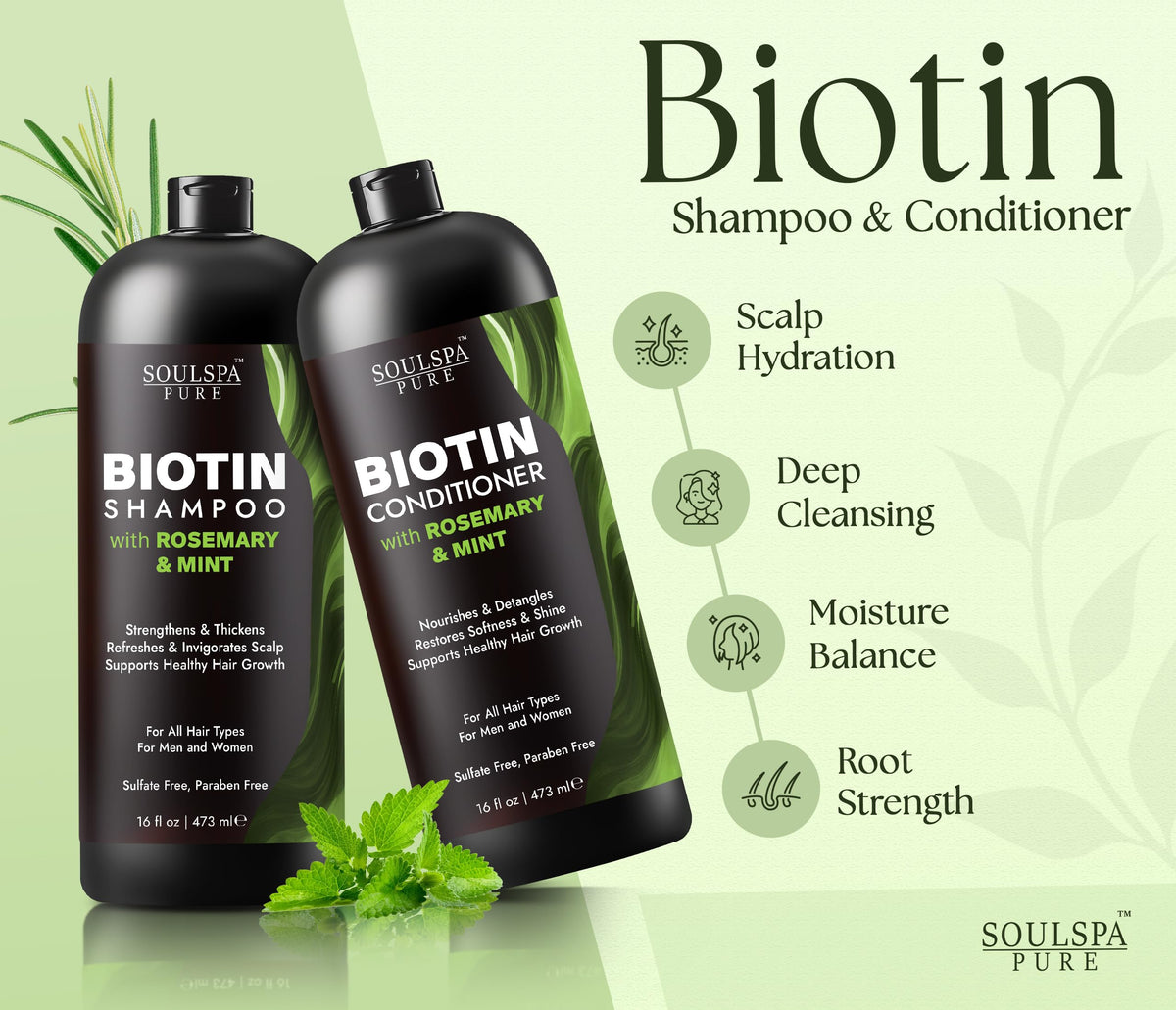 Biotin Rosemary Shampoo and Conditioner Set 16 fl oz Q86957
