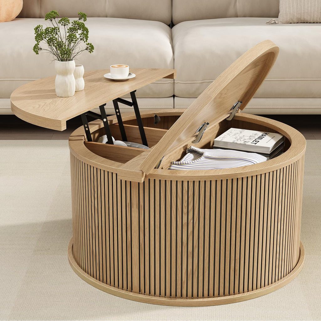 Round Lift Top Coffee Table with Storage X62957