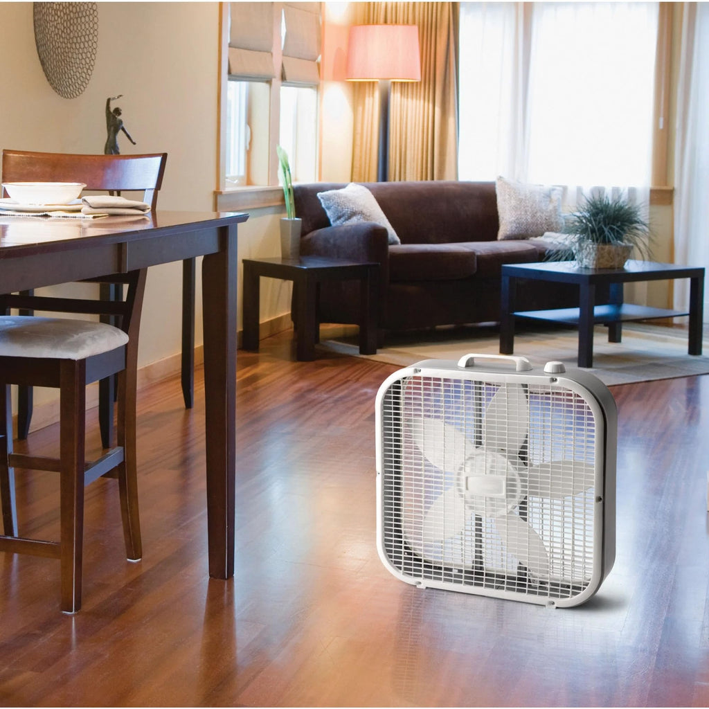 20" Classic Box Fan with Weather-Resistant Motor, 3 Speeds, 22.5" H (White) H629