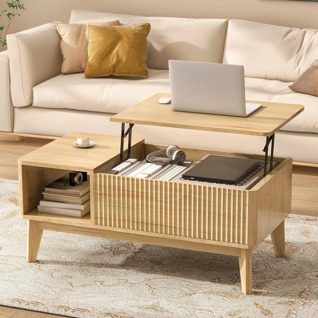 Fluted Lift Top Coffee Table with Storage P43705