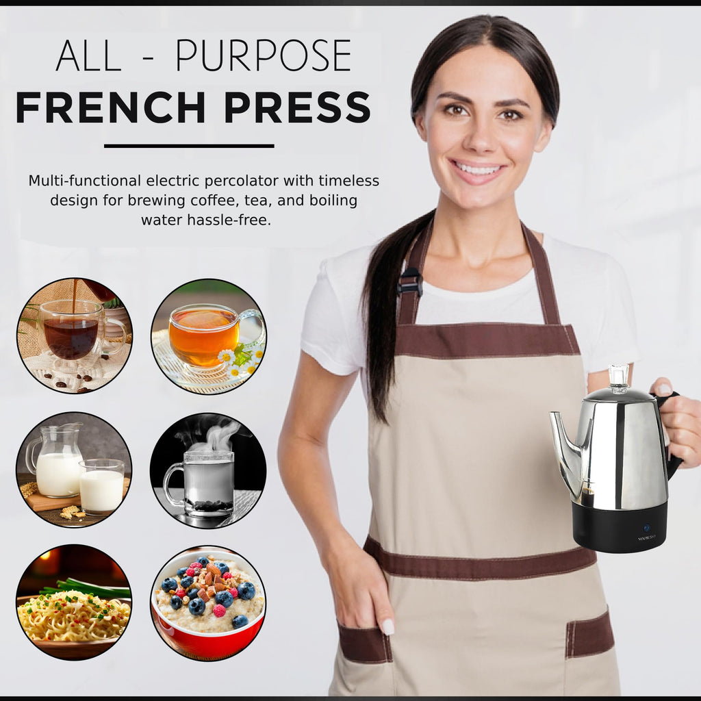 10 Cup Stainless Steel Electric Percolator Coffee Pot Y5283