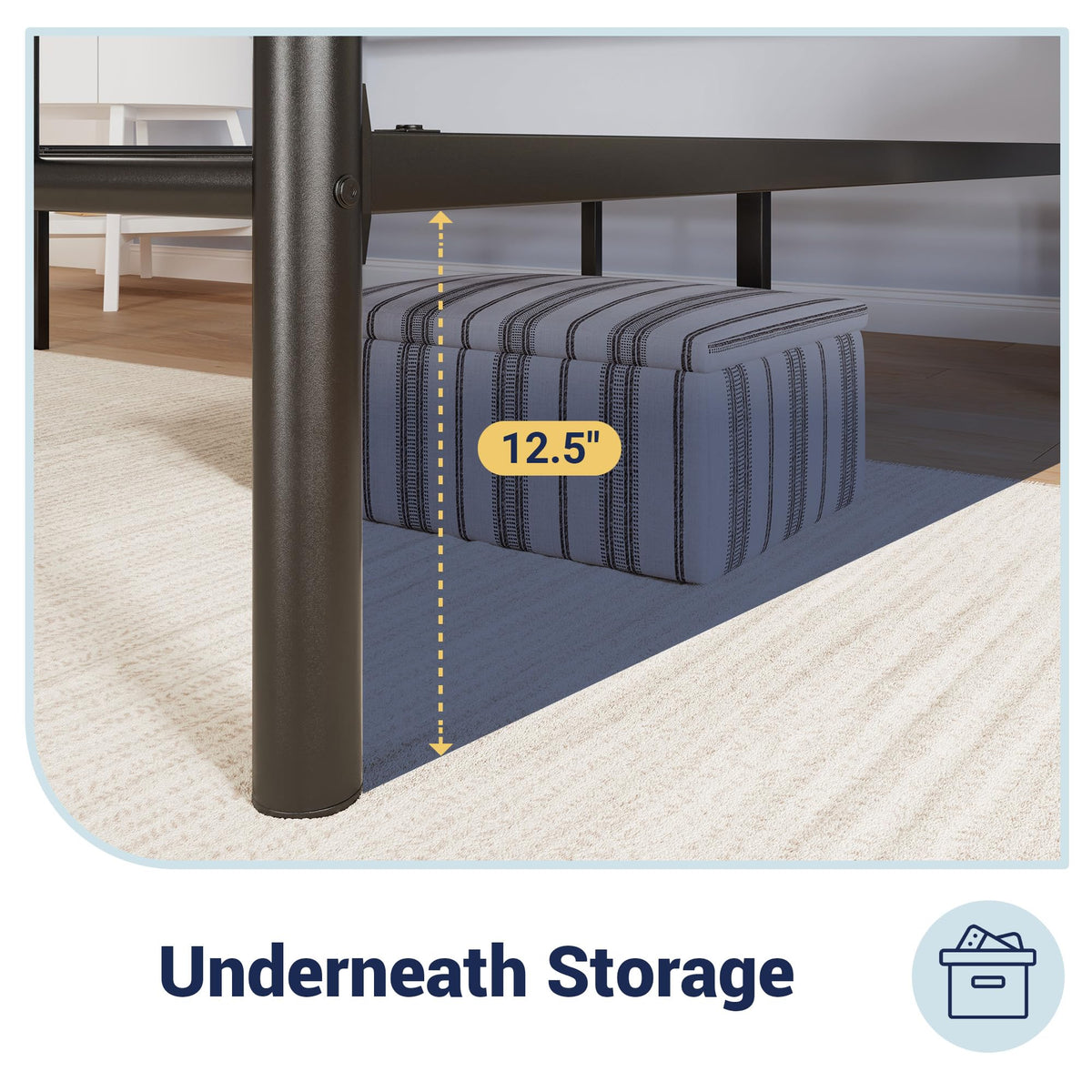 Full Size Black Metal Bed Frame with Headboard and Footboard A34039