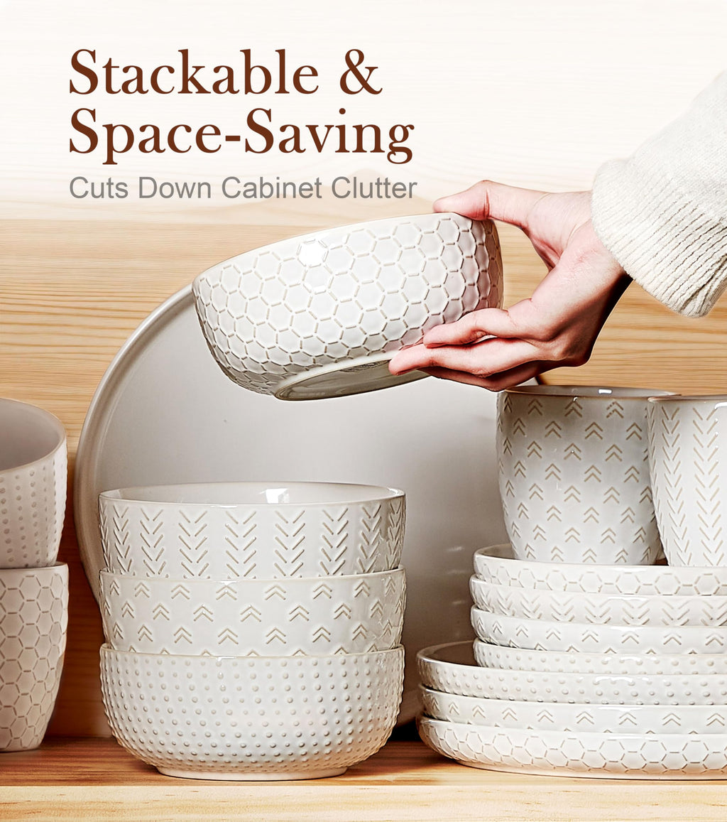 26 oz Ceramic Cereal Bowls Set of 4 X913
