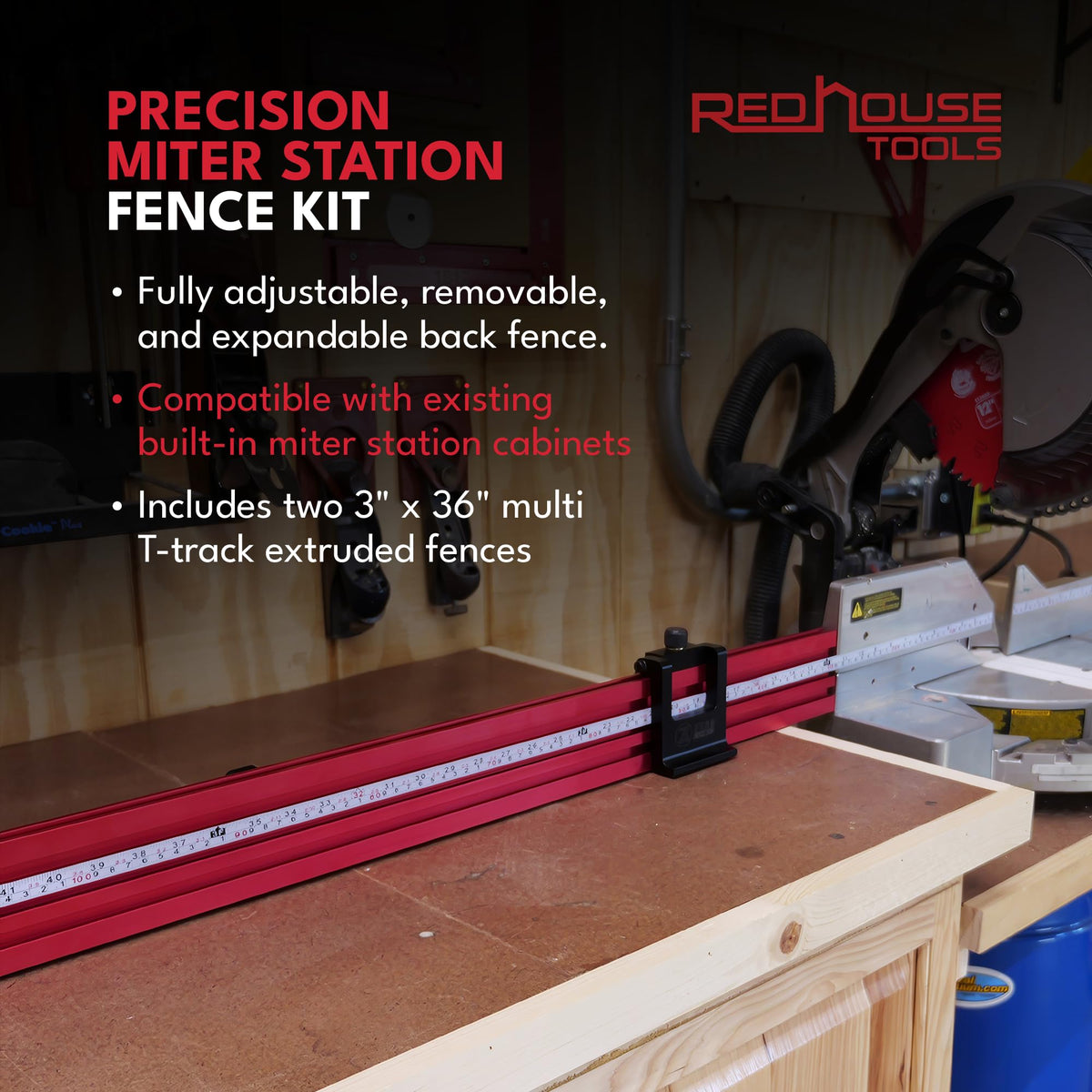 24 or 36-Inch Adjustable Aluminum Miter Station Fence Kit I109