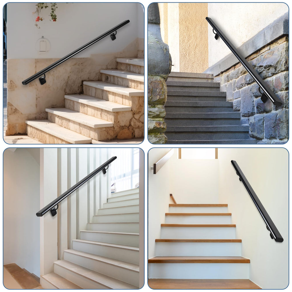 Black Metal Stair Handrail 5ft S895989