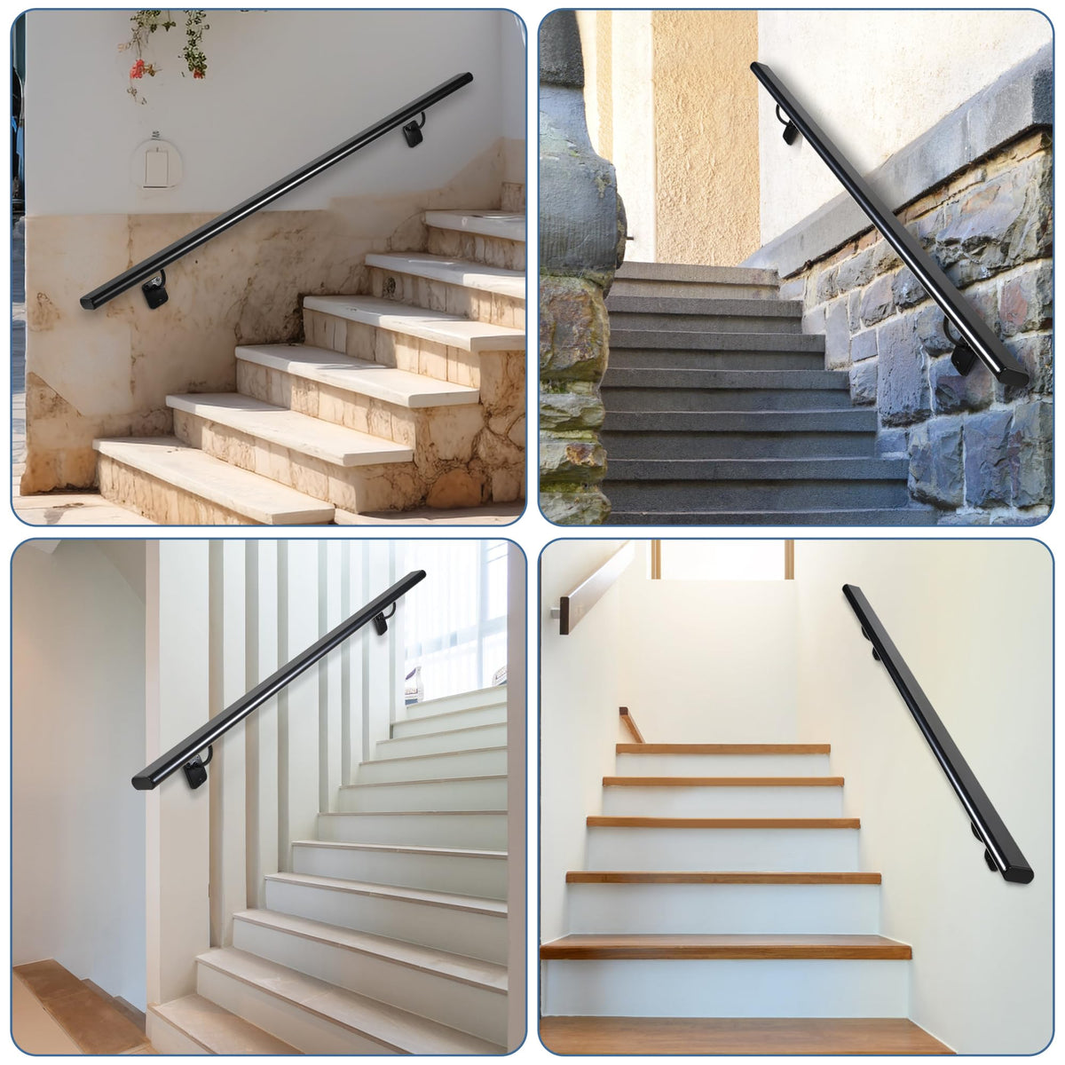 Black Metal Stair Handrail 5ft S895989