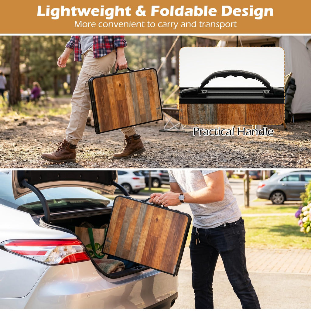 3 FT Portable Aluminum Folding Camping Table with Carry Handle R948635