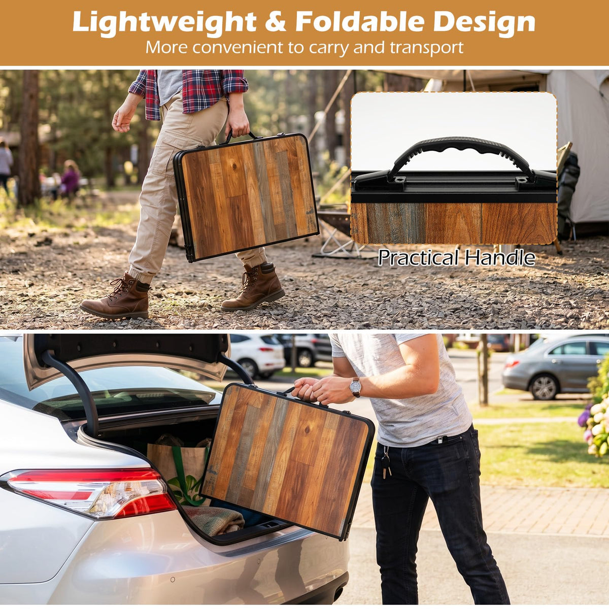 3 FT Portable Aluminum Folding Camping Table with Carry Handle R948635
