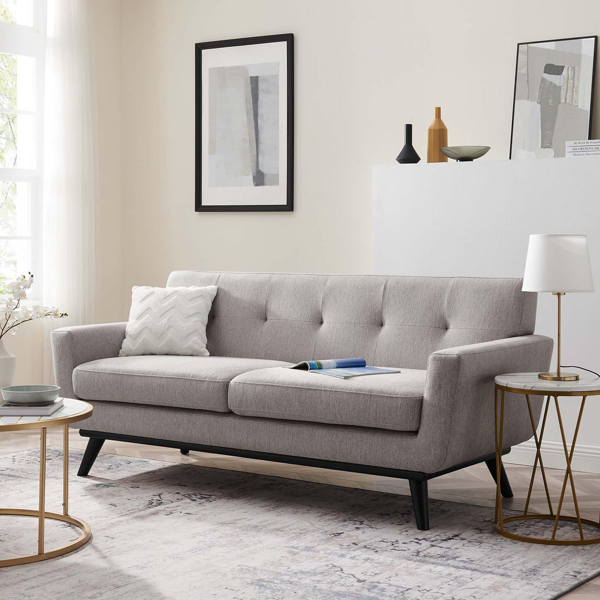 78 Inch Light Upholstered Loveseat K7203