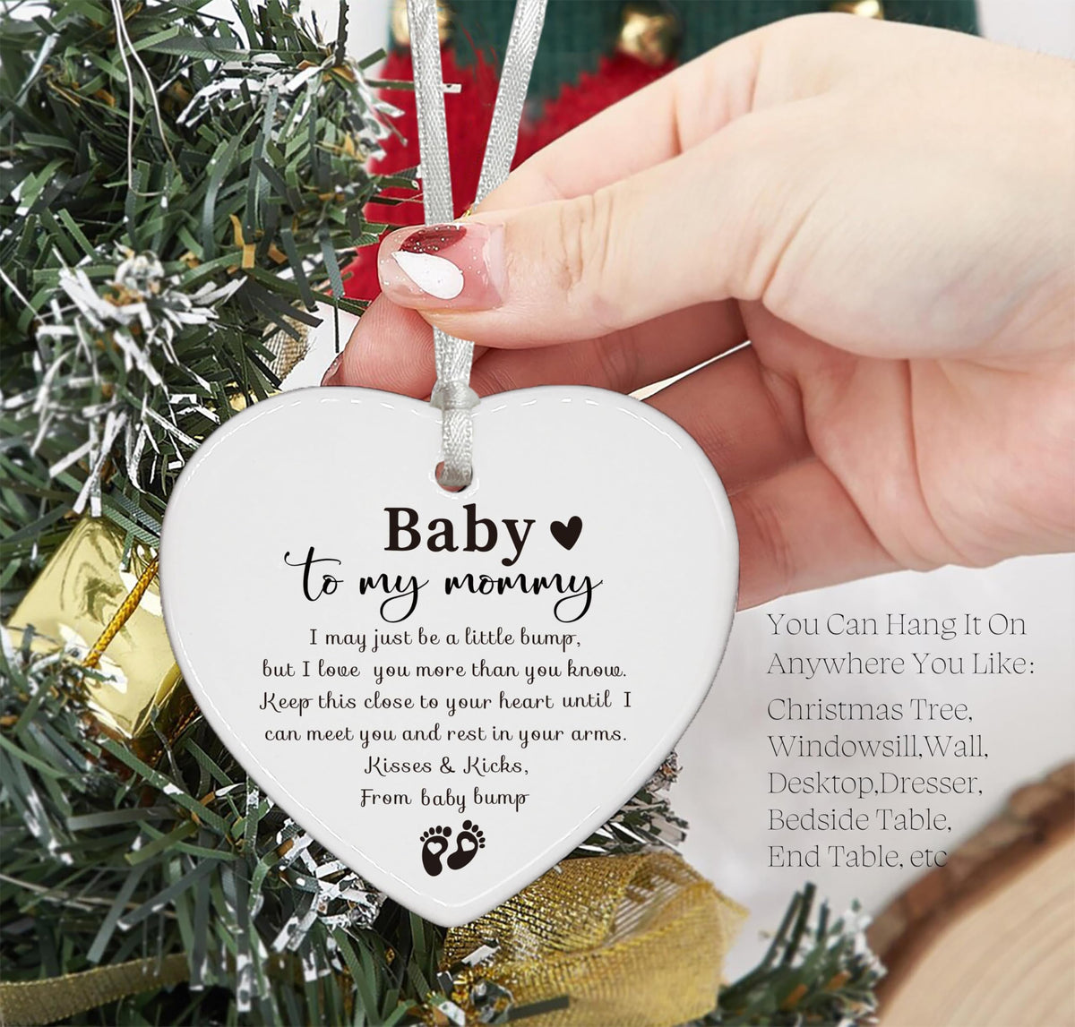 White Ceramic Heart Shaped Ornament L2752