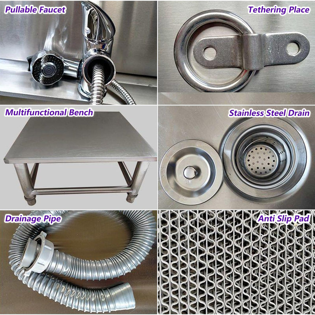 47 Inch Stainless Steel Dog Grooming Tub with Walk-in Stairs E7201