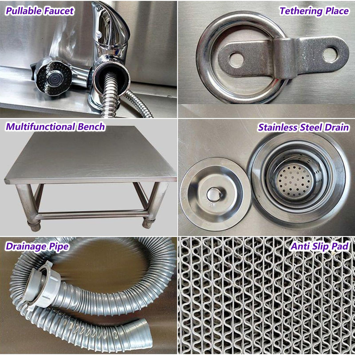 47 Inch Stainless Steel Dog Grooming Tub with Walk-in Stairs E7201