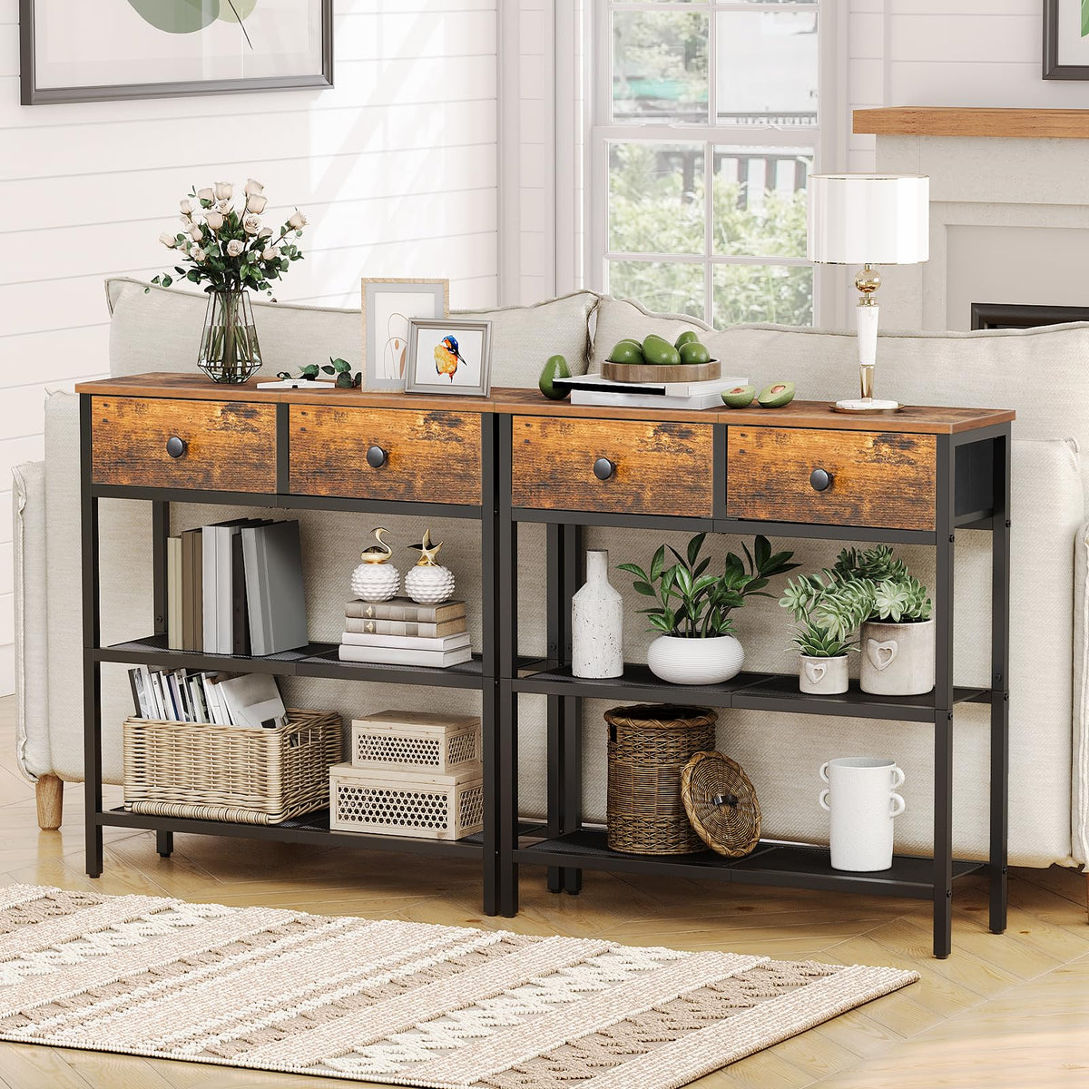 29.5" Narrow Console Table with 2 Fabric Drawers R519479