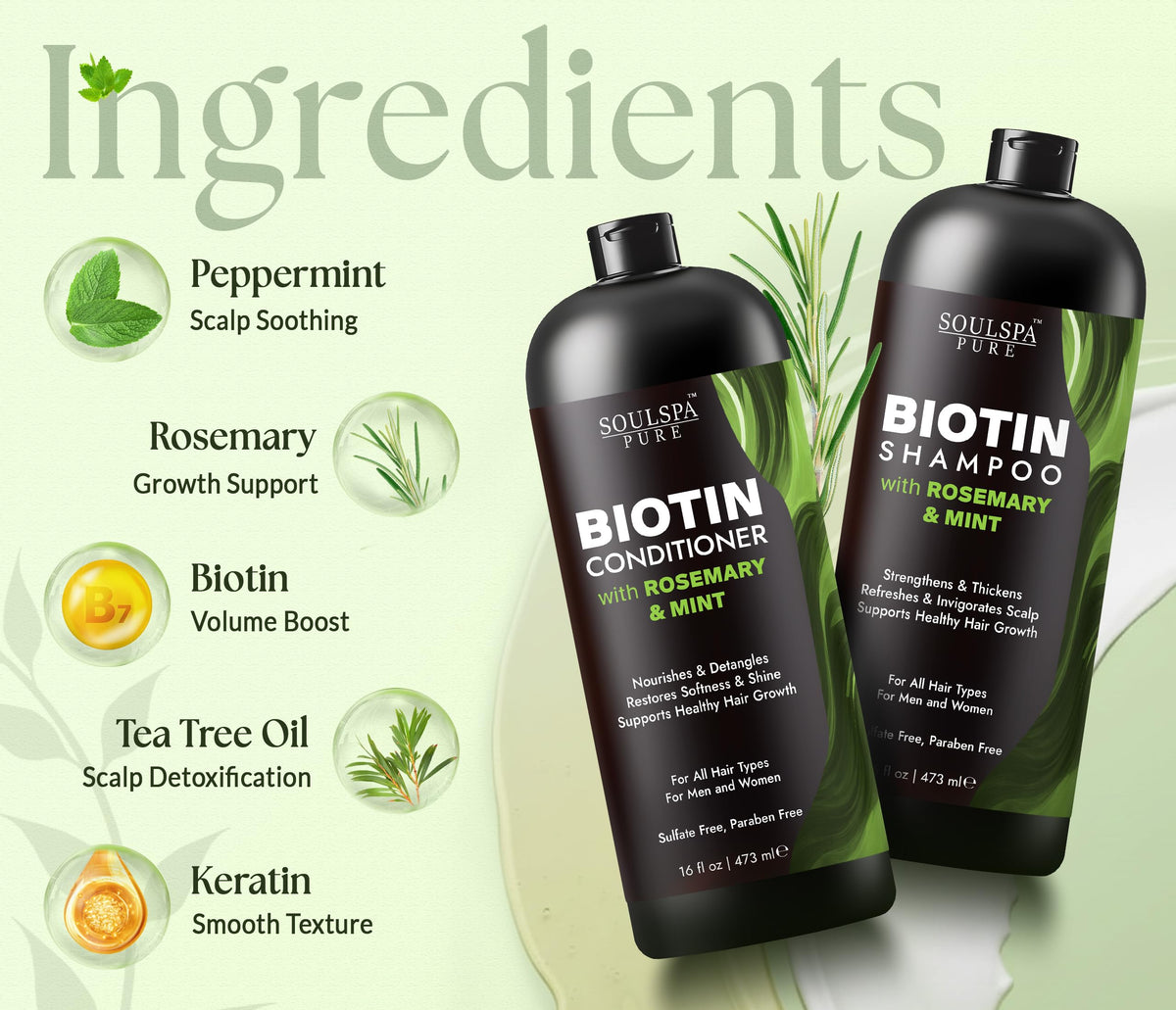 Biotin Rosemary Shampoo and Conditioner Set 16 fl oz Q86957