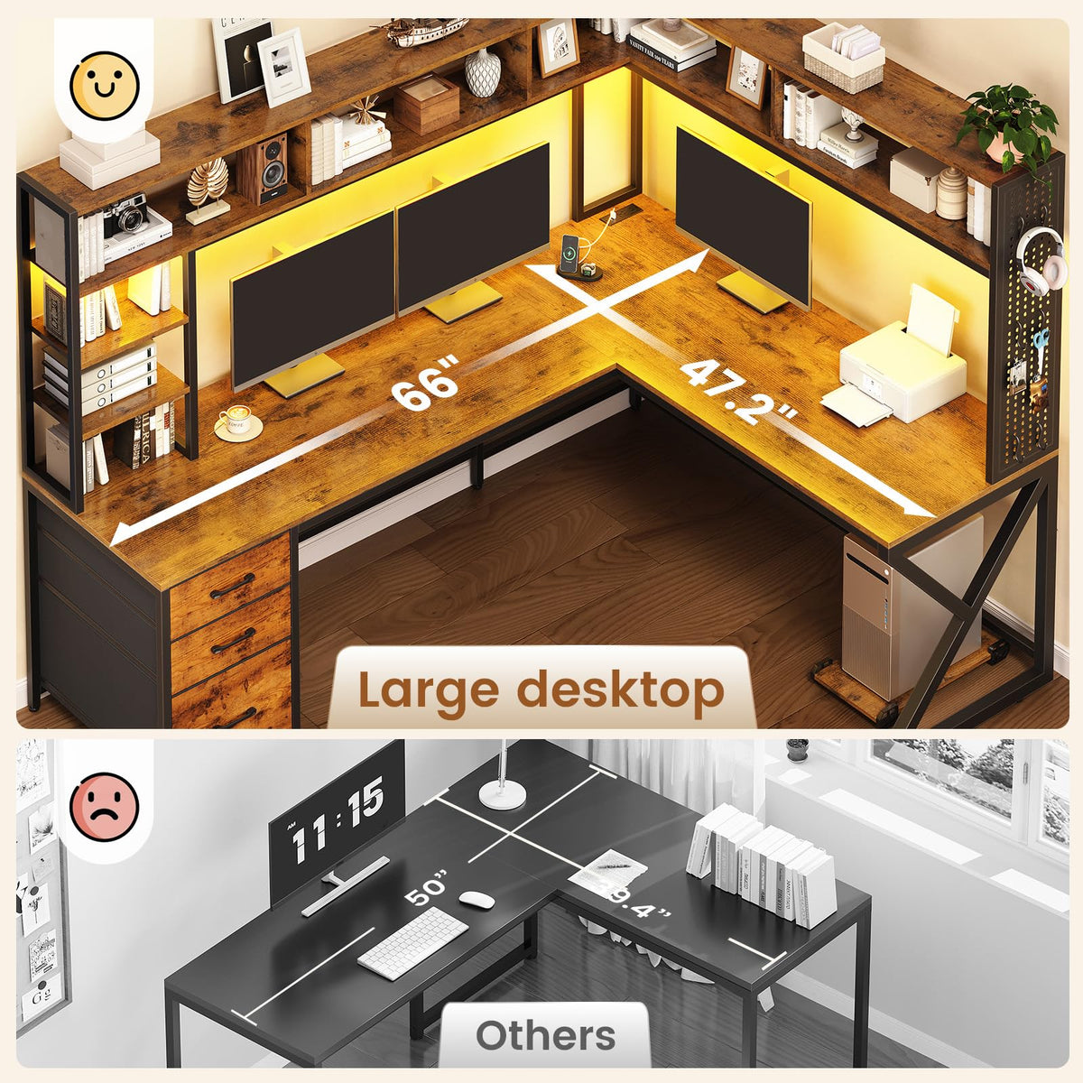 L Shaped Computer Desk with Hutch J149458