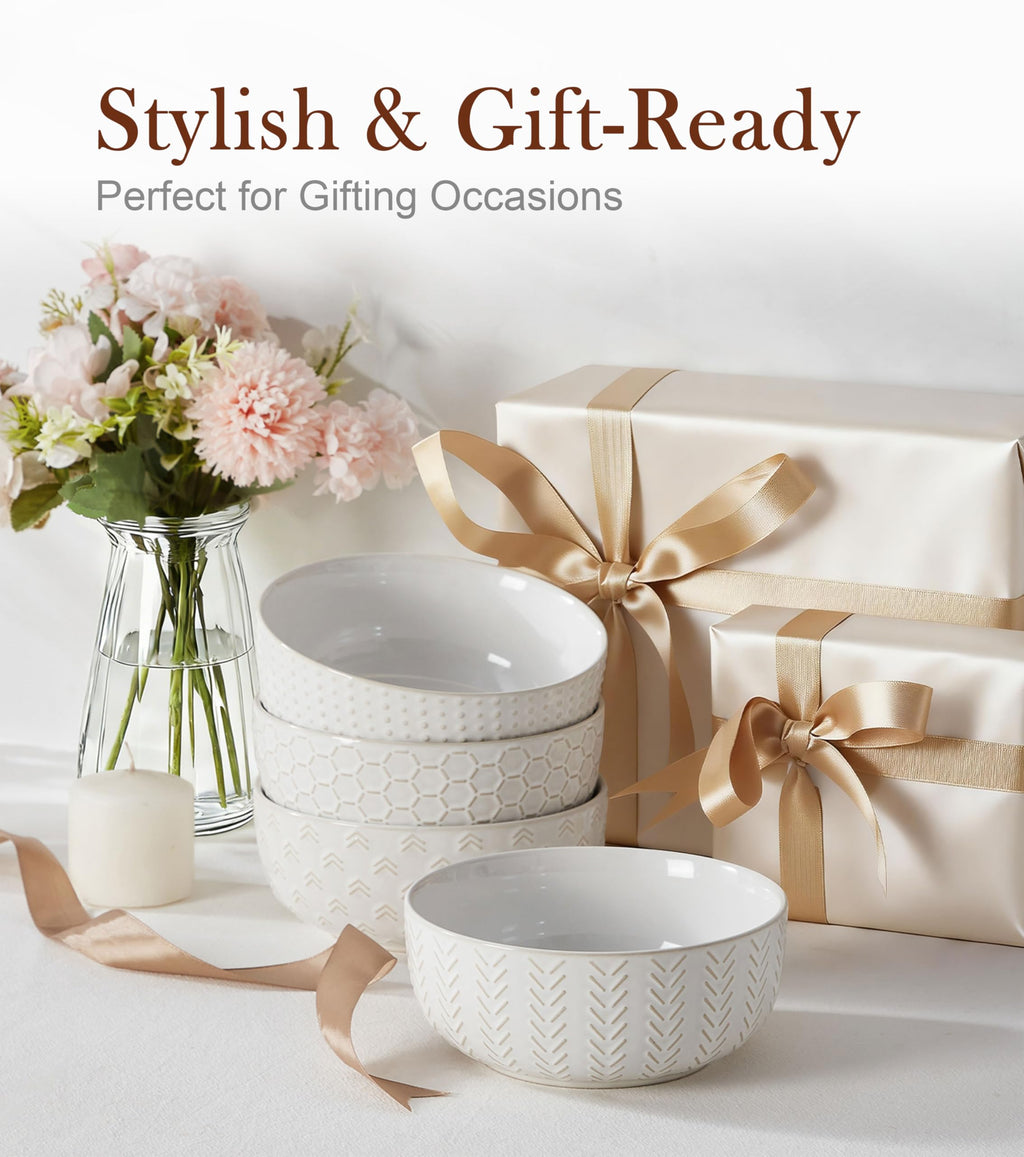 26 oz Ceramic Cereal Bowls Set of 4 X913