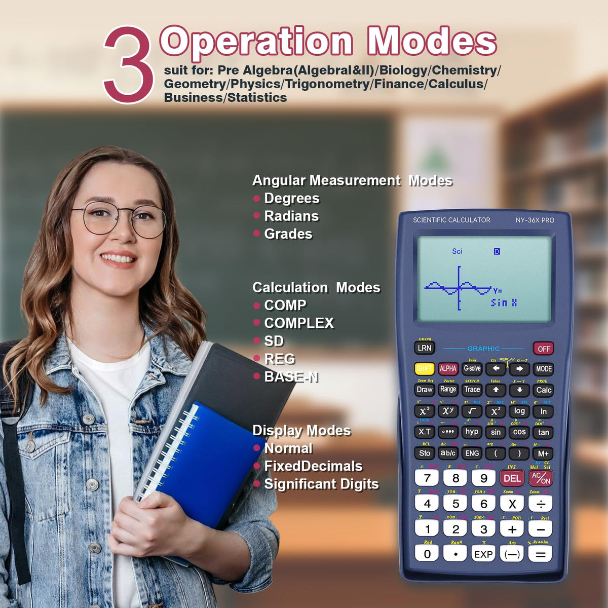 Scientific Calculator 360 Functions Multi-Line 13 Digit Y2022