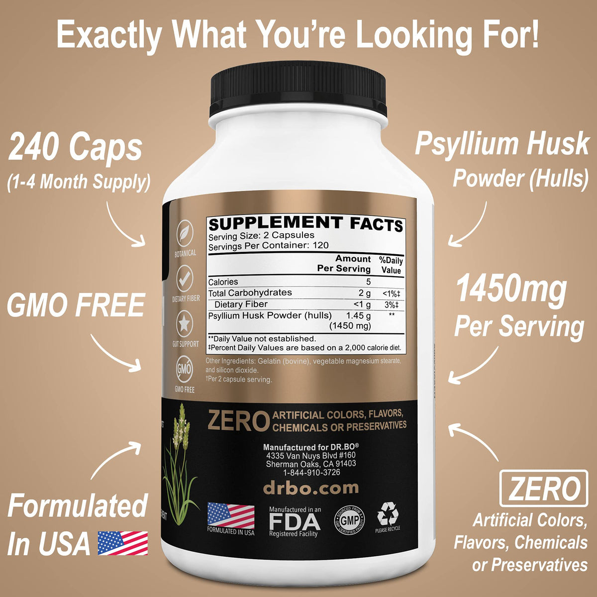Psyllium Husk Capsule Fiber Supplement Z237791