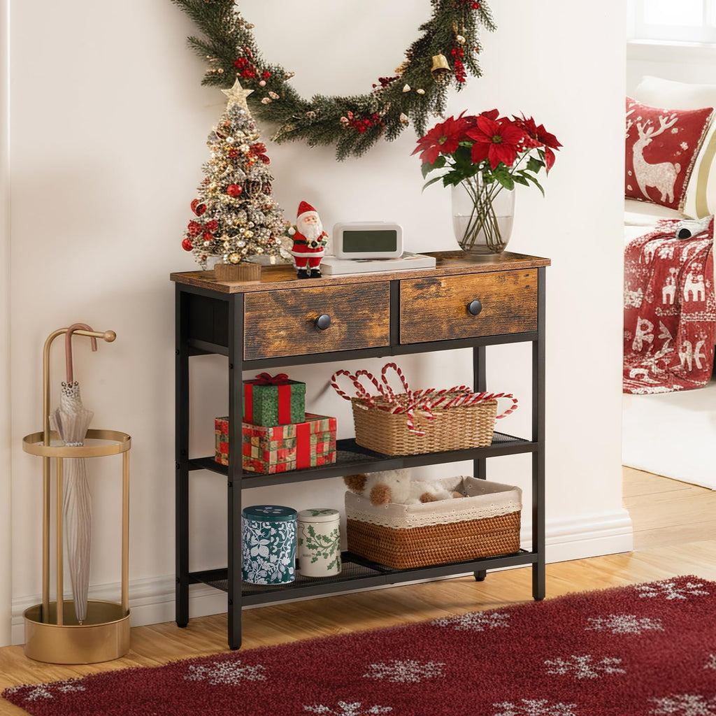 29.5" Narrow Console Table with 2 Fabric Drawers R519479