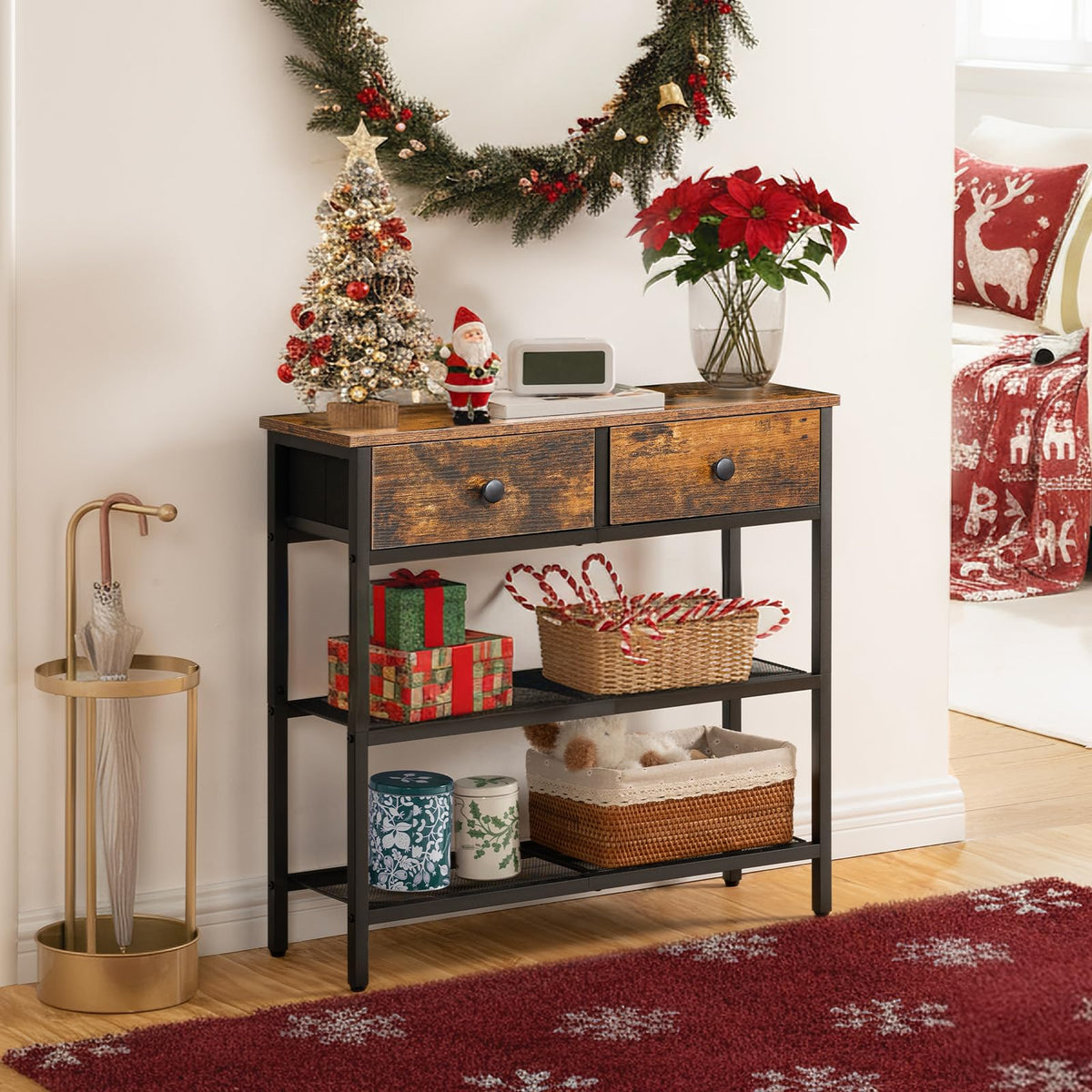 29.5" Narrow Console Table with 2 Fabric Drawers R519479