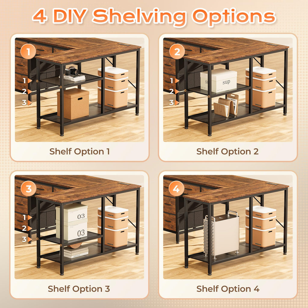47 Inch L Shaped Desk with Power Outlets Z711372