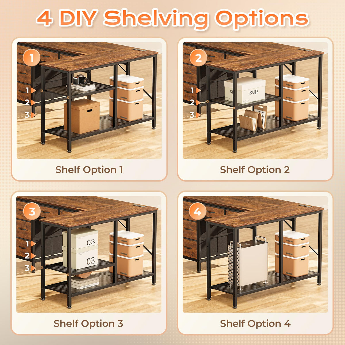 47 Inch L Shaped Desk with Power Outlets Z711372
