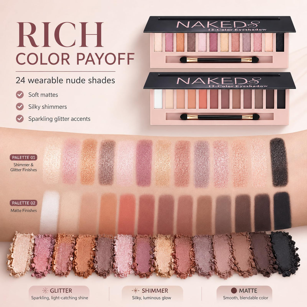 2 Pack Shimmer & Matte Eyeshadow Palette W506283