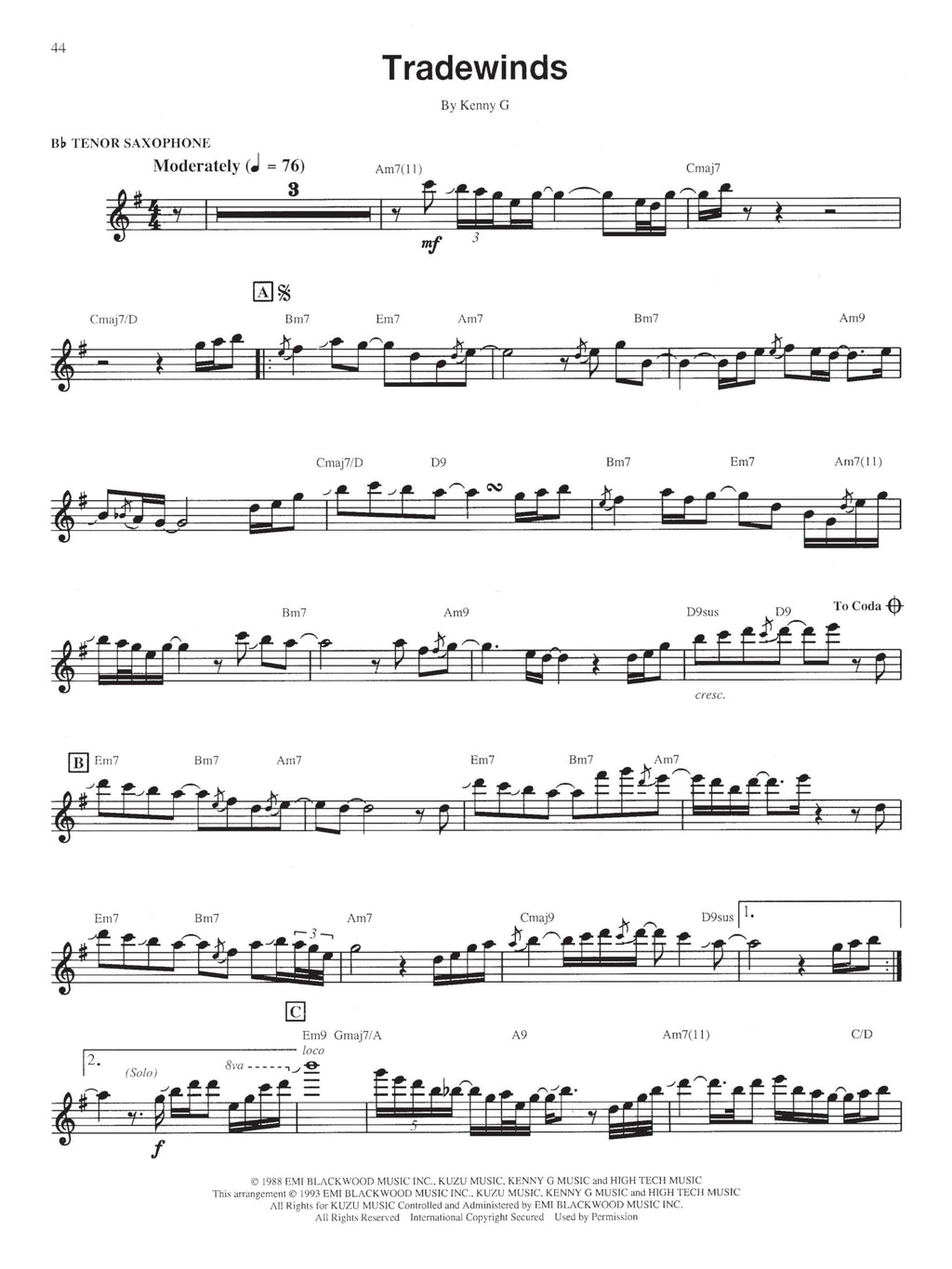 Saxophone Sheet Music Book E970