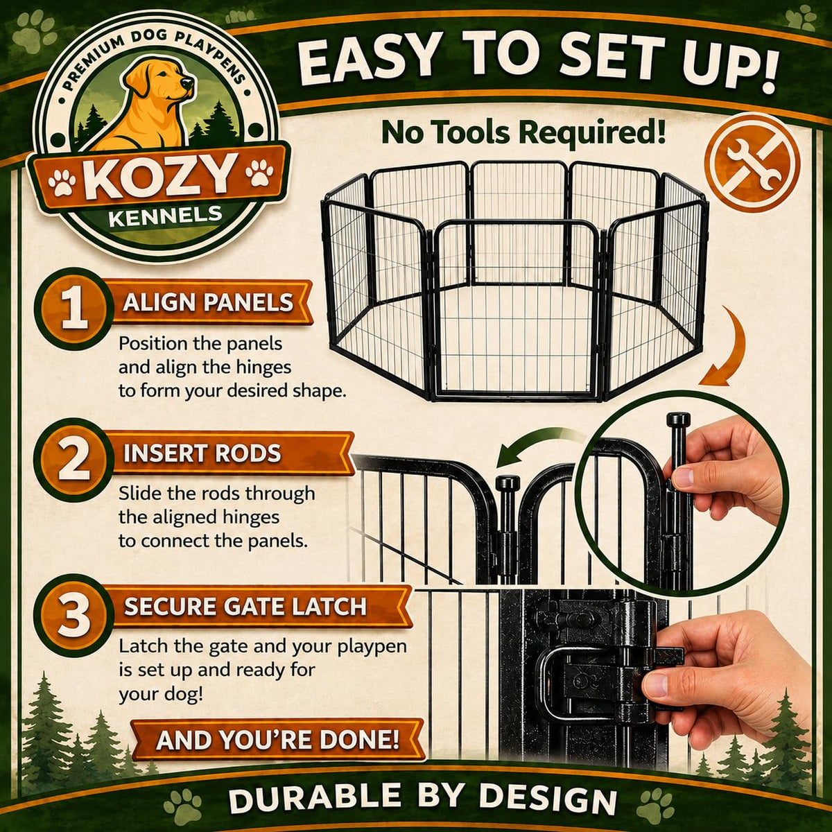 32'' 16 Panels Metal Heavy Duty Dog Playpen Q894299
