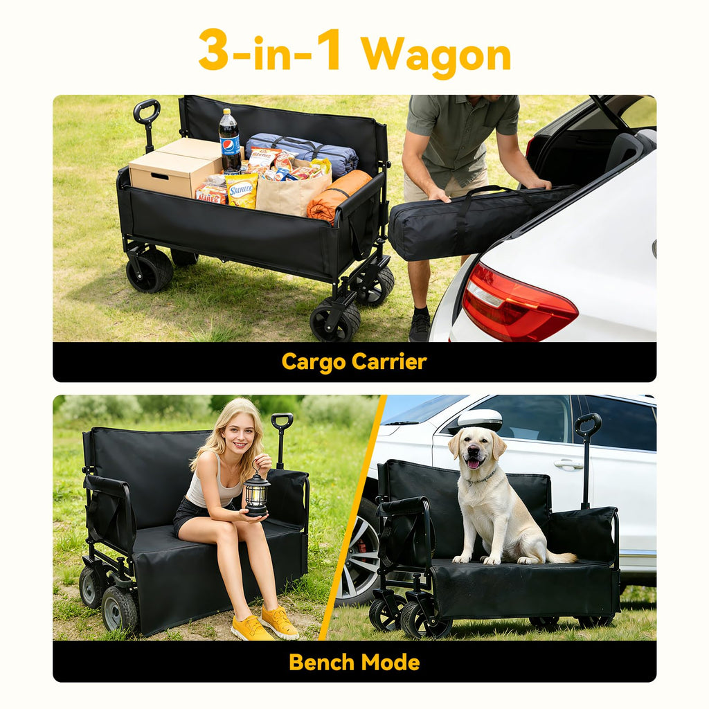 Collapsible Wagon Cart with Wheels 240L Capacity E653338