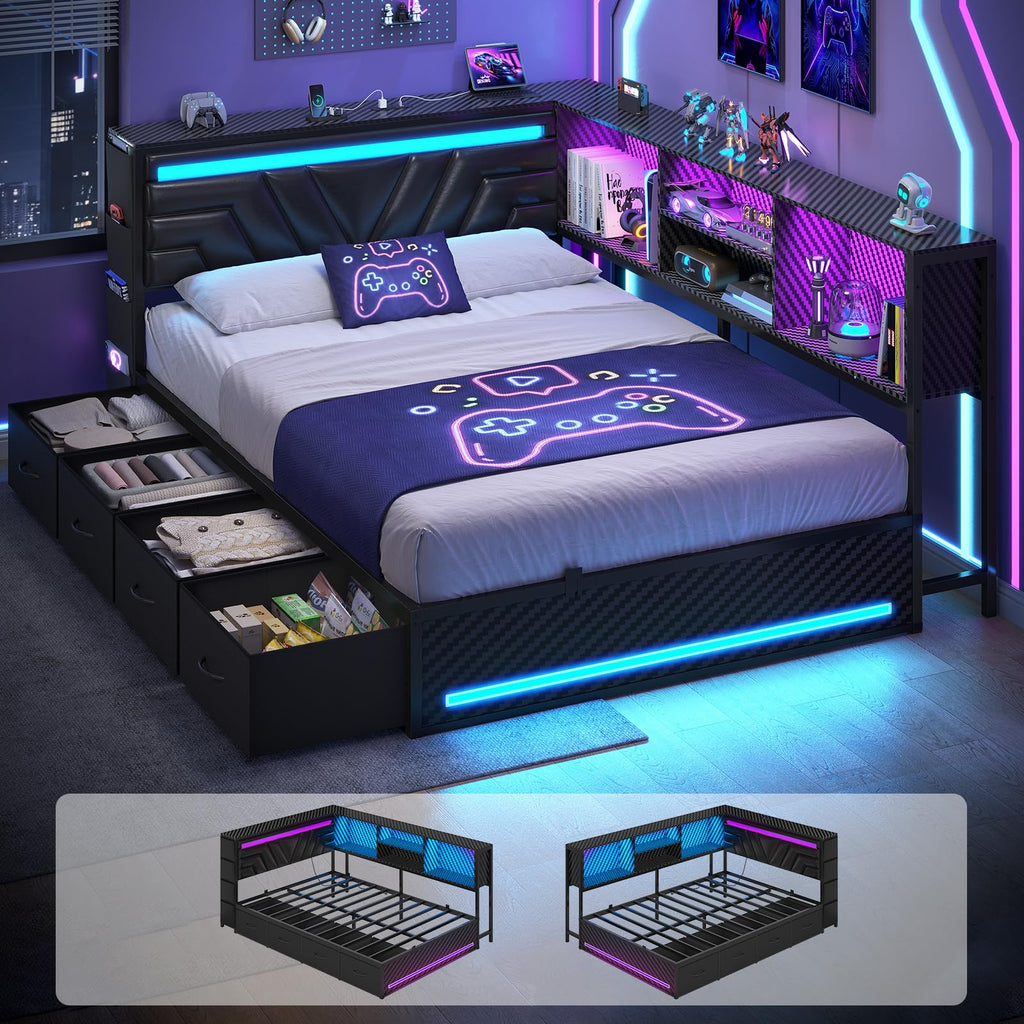 Full Corner Bed with Drawers H70862
