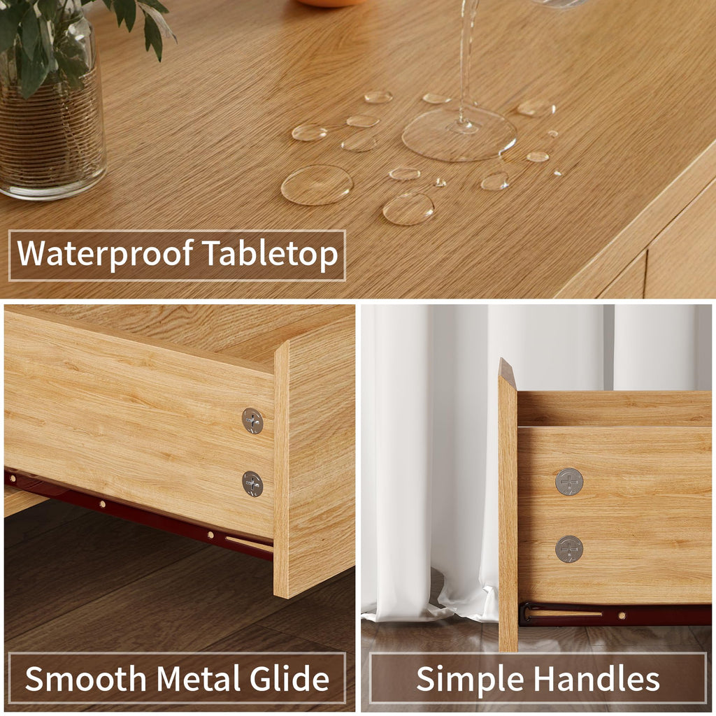 Oak 6 Drawer Dresser with Solid Wood Legs T3233