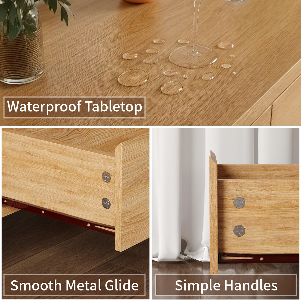 Oak 6 Drawer Dresser with Solid Wood Legs T3233