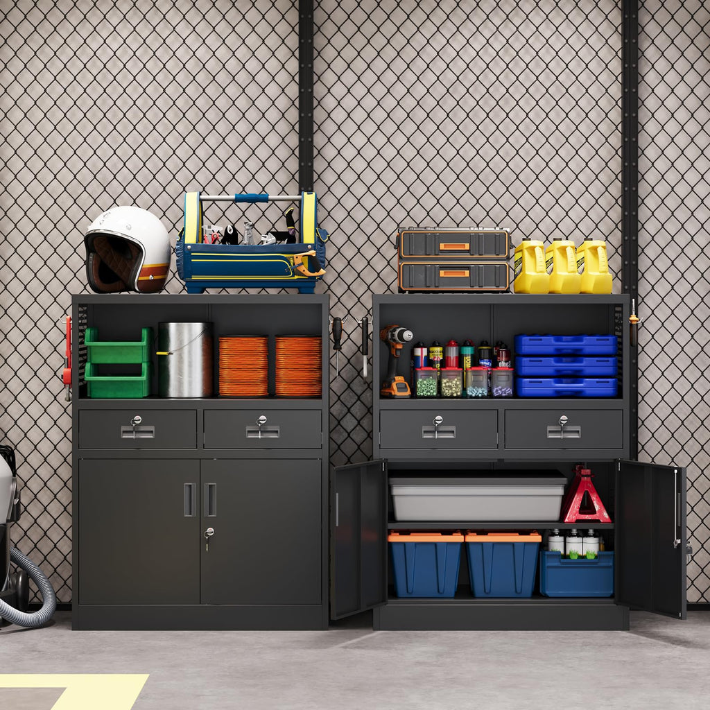 Metal Storage Cabinet with 2 Drawers and Locking Doors Z7881
