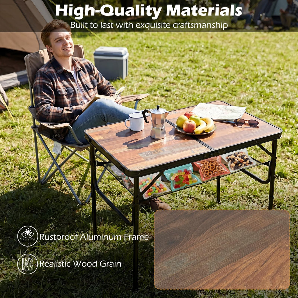 3 FT Portable Aluminum Folding Camping Table with Carry Handle R948635