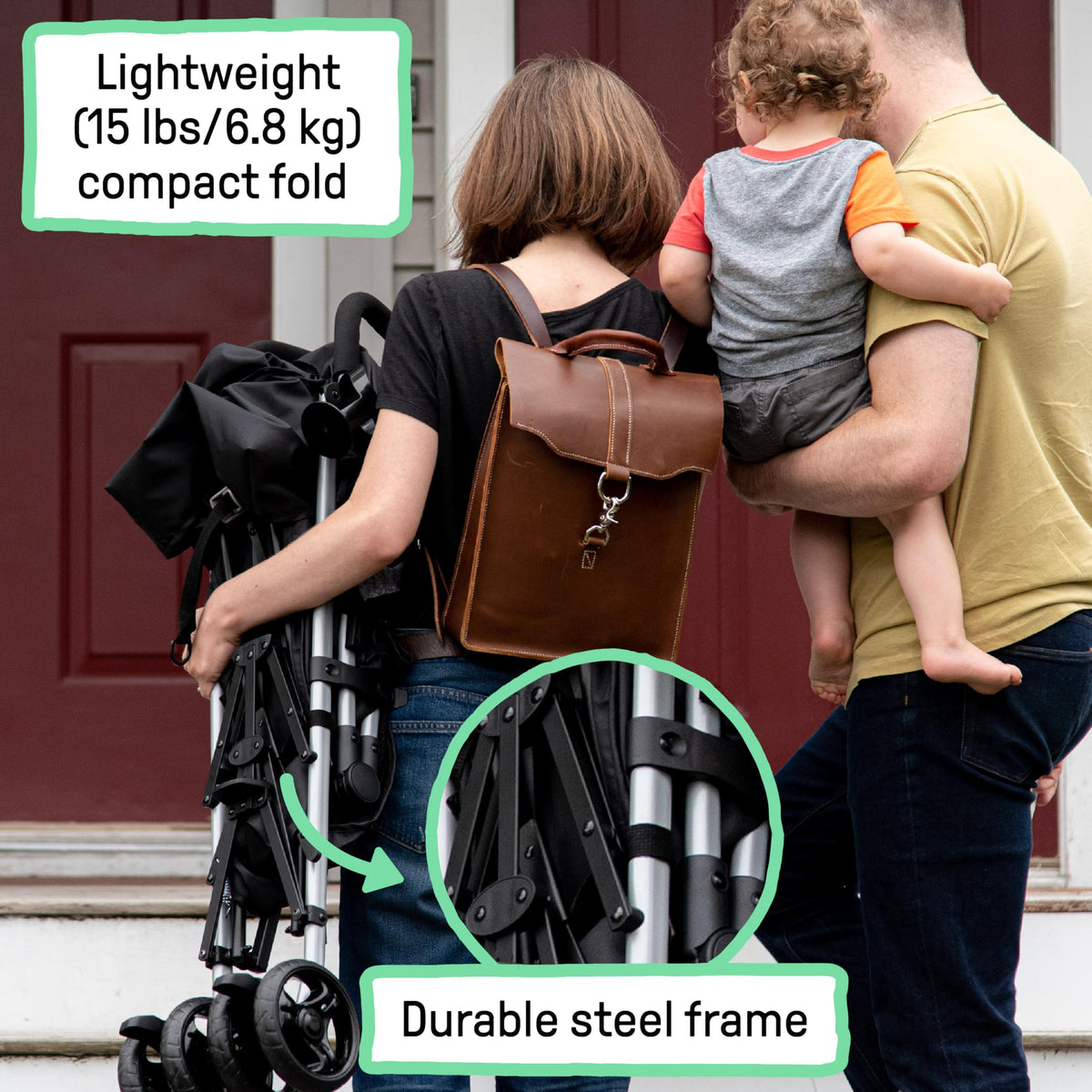 Black & Gray Lightweight Steel Frame Stroller D957