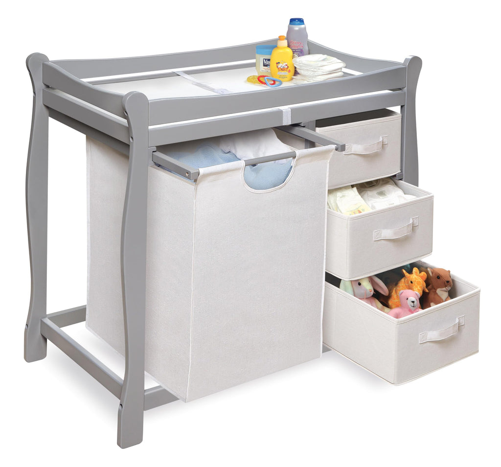Gray Baby Changing Table with 3 Storage Baskets Z625