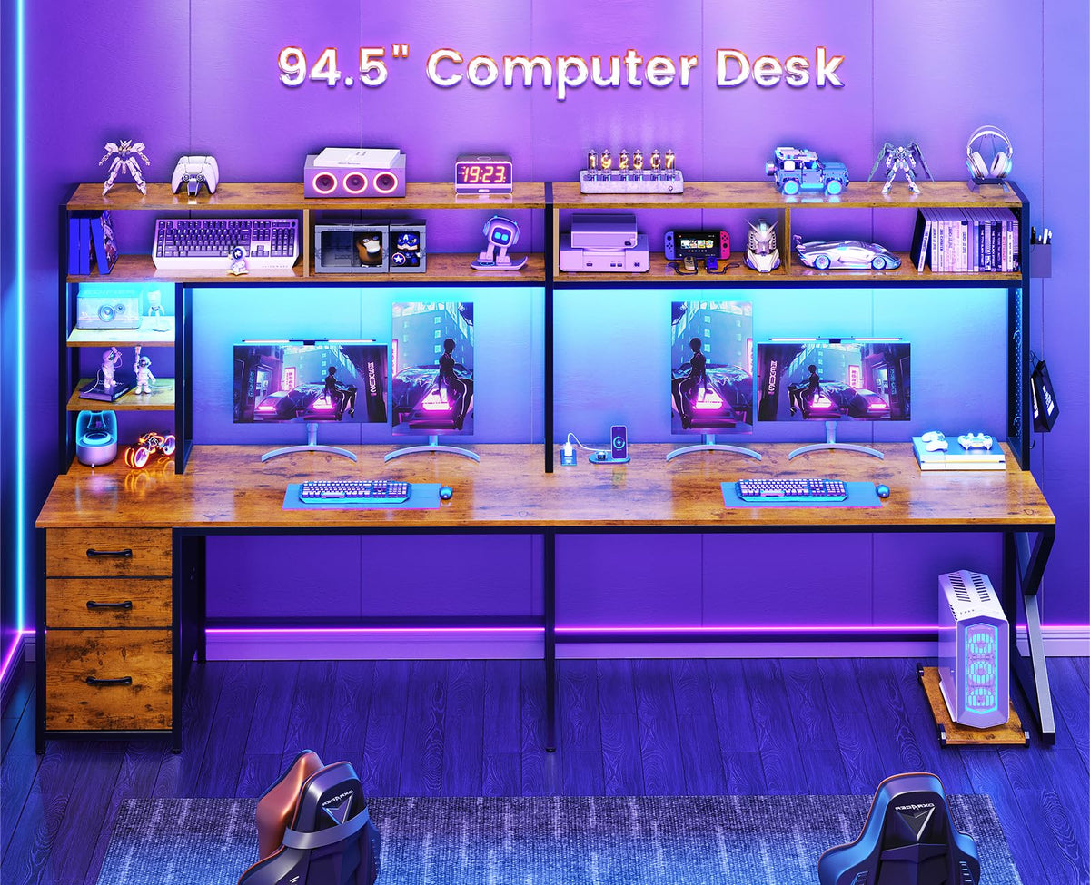 L Shaped Computer Desk with Hutch J149458