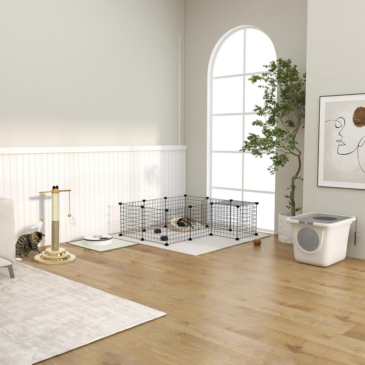 Covered Cat Litter Box with Scoop, White R838493