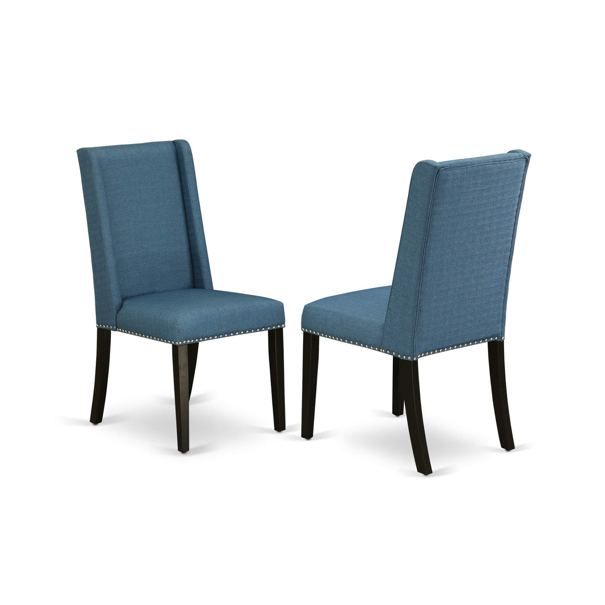 3 Piece Dining Table Set with 2 Blue Linen Fabric Chairs N33413