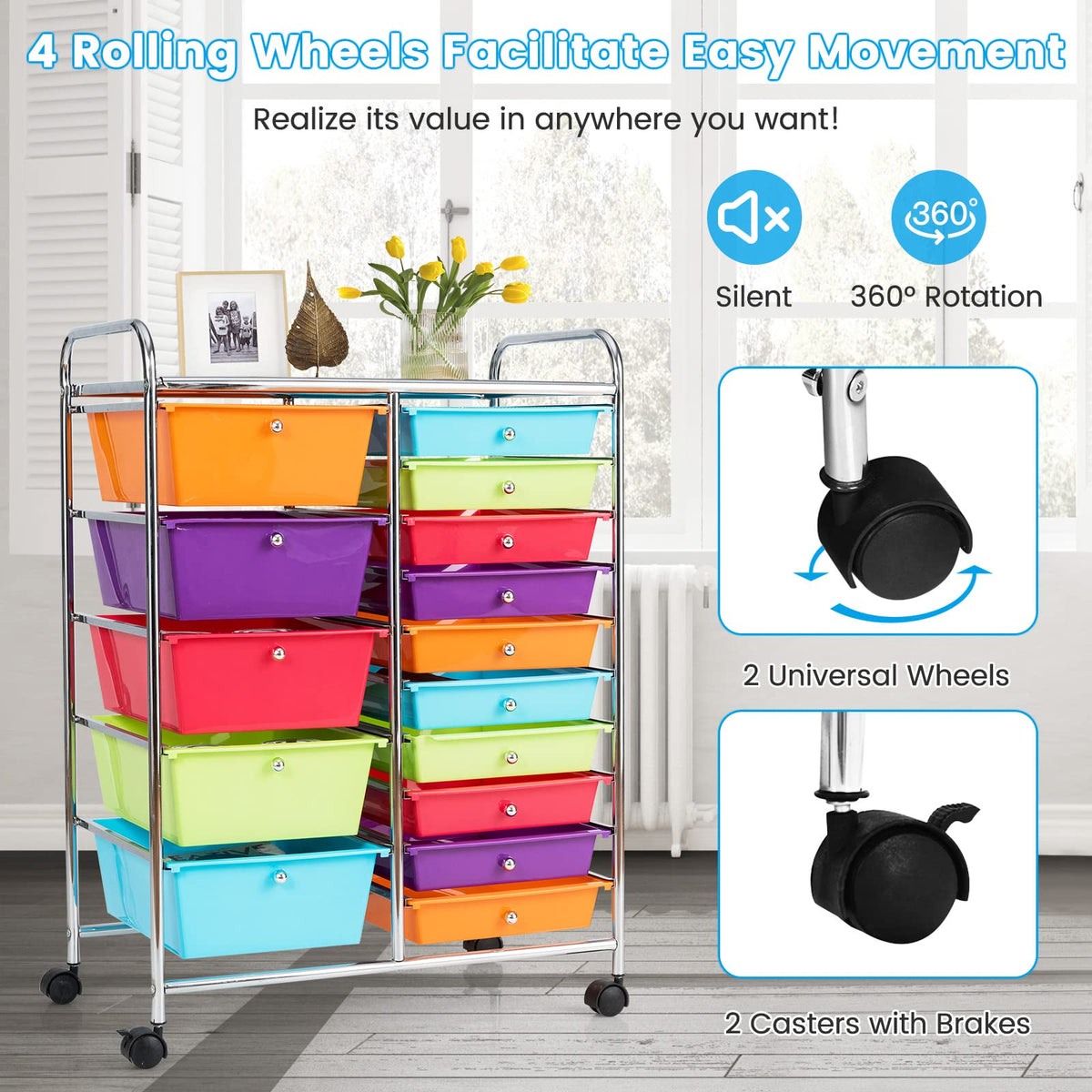 15 Drawers Rolling Storage Cart I257513