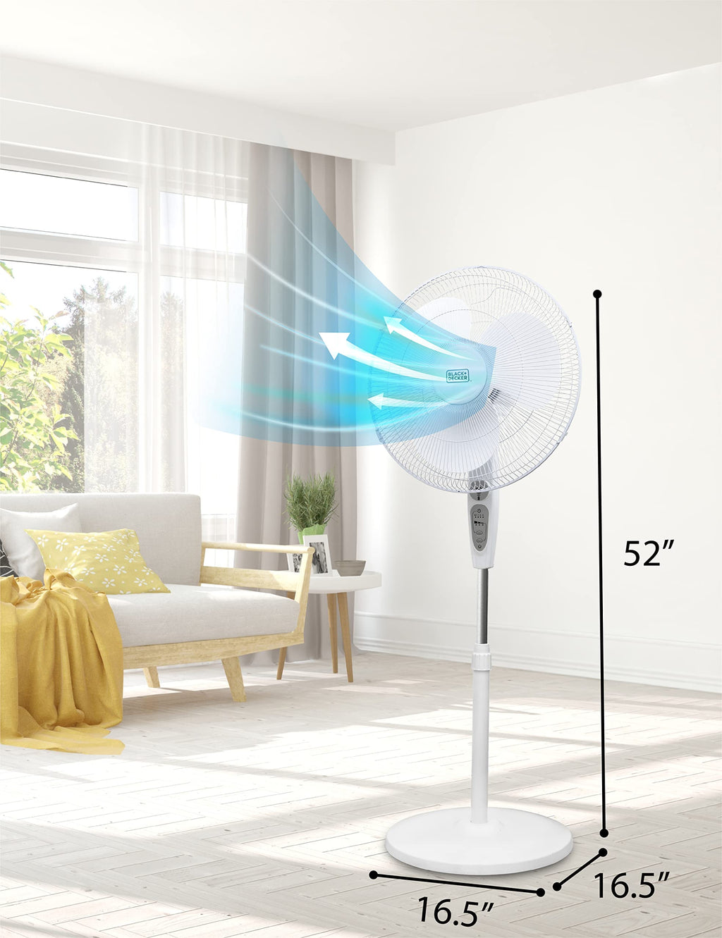 18-Inch Stand Fan with Remote and 3-Speed Settings, White Z269